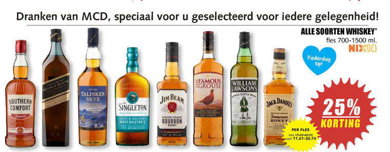 Maaltijd Onrechtvaardig robot Alle merken whisky, bourbon folder aanbieding bij MCD Supermarkt Basis -  details