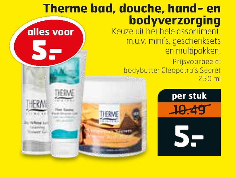 Therme   badolie, huidverzorging folder aanbieding bij  Trekpleister - details