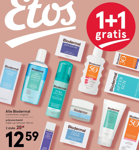 Biodermal   gezichtsreiniging, nachtcreme folder aanbieding bij  Etos - details