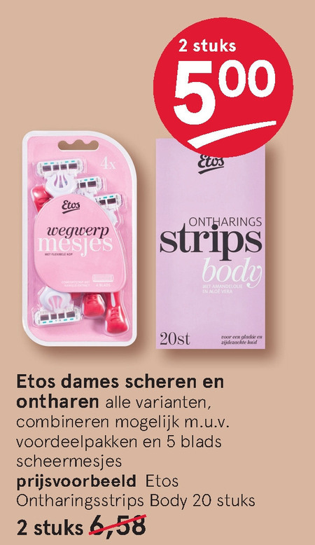 Etos Huismerk   ontharingsstrips, wegwerpscheermesjes folder aanbieding bij  Etos - details