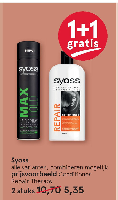 Syoss   hairspray, conditioner folder aanbieding bij  Etos - details