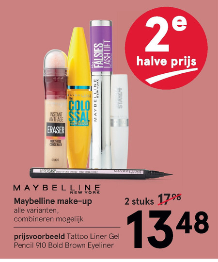 Maybelline   cosmetica, mascara folder aanbieding bij  Etos - details