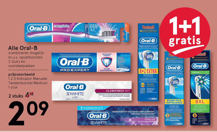 Oral-B   opzetborstel, mondwater folder aanbieding bij  Etos - details