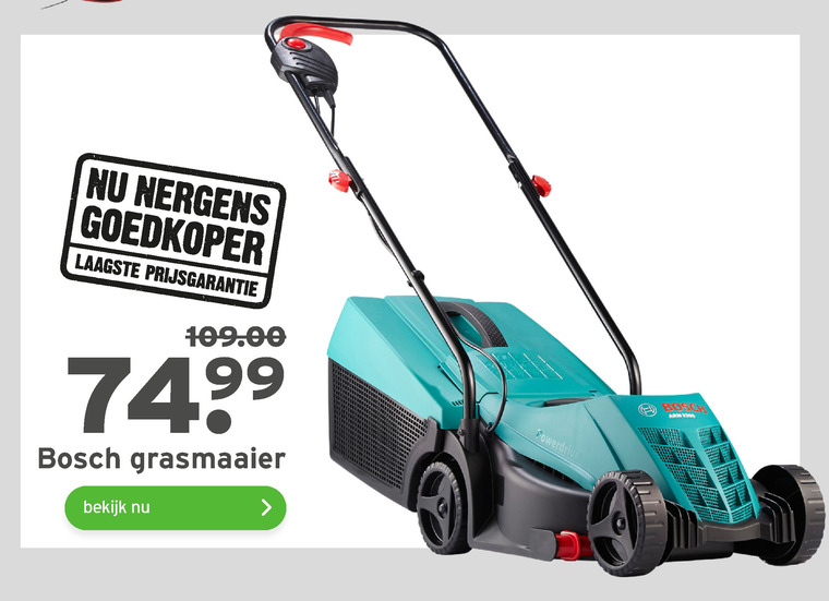 mout Lucky ondersteboven Bosch elektrische grasmaaier folder aanbieding bij Gamma - details