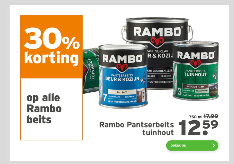 Wolf in schaapskleren Buiten Overeenkomstig Rambo beits folder aanbieding bij Gamma - details