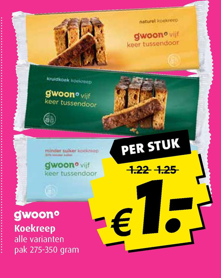 Gwoon   ontbijtkoekreep folder aanbieding bij  Boni - details