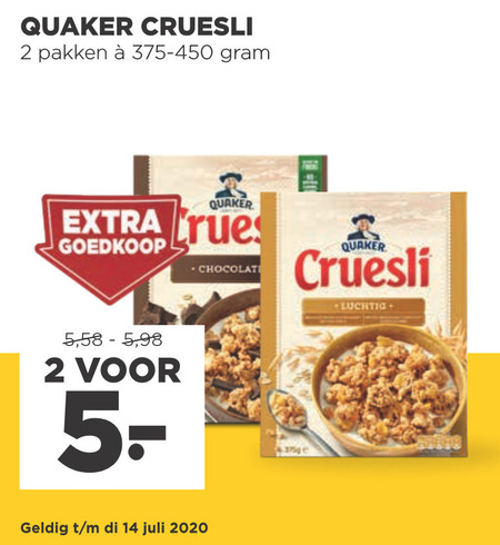 Quaker   cruesli folder aanbieding bij  Jumbo - details