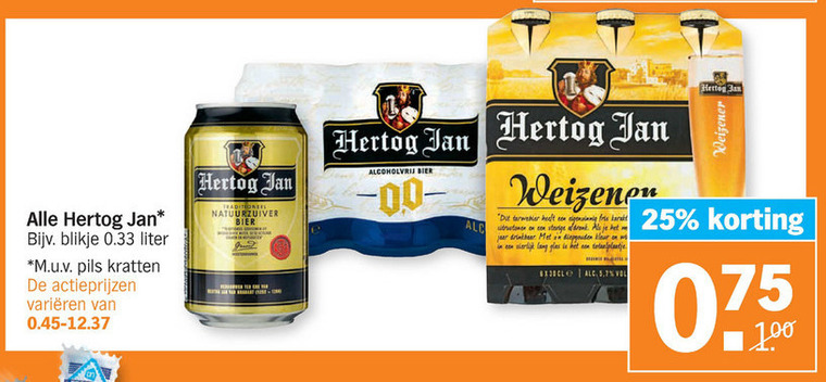 Hertog Jan   alcoholvrij bier, bier folder aanbieding bij  Albert Heijn - details