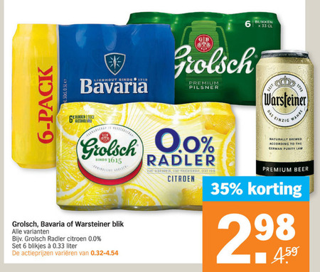 Bavaria   blikje bier folder aanbieding bij  Albert Heijn - details