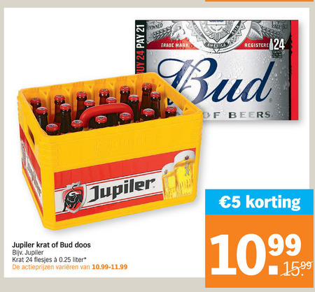 Bud   krat bier folder aanbieding bij  Albert Heijn - details