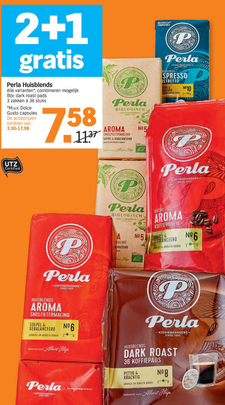 Perla   koffie, koffiebonen folder aanbieding bij  Albert Heijn - details