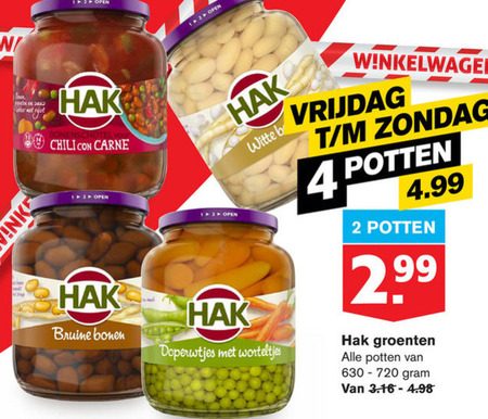 Hak   groenteconserven, bruine bonen folder aanbieding bij  Hoogvliet - details