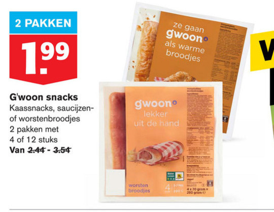 Gwoon   worstenbroodjes, saucijzenbroodje folder aanbieding bij  Hoogvliet - details