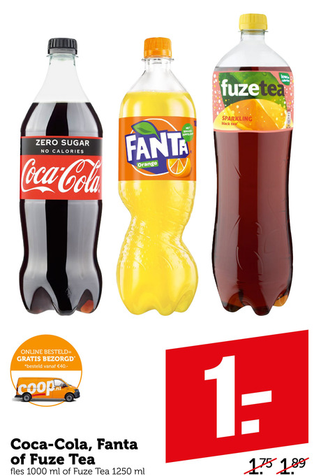 Fuze Tea   cola, ice tea folder aanbieding bij  Coop - details