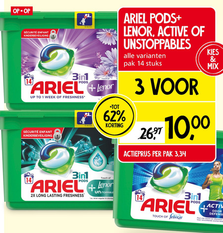 Ariel   wasverzachter, wasmiddel folder aanbieding bij  Jan Linders - details