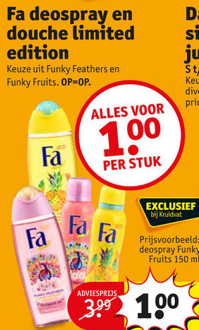 Fa   douchegel, deodorant folder aanbieding bij  Kruidvat - details