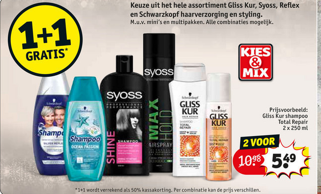 Gliss Kur   shampoo, conditioner folder aanbieding bij  Kruidvat - details