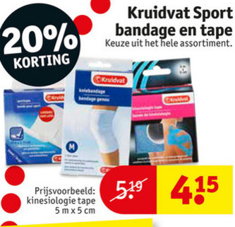 verbannen Oorlogsschip landheer Kruidvat Huismerk sporttape, kniebandage folder aanbieding bij Kruidvat -  details