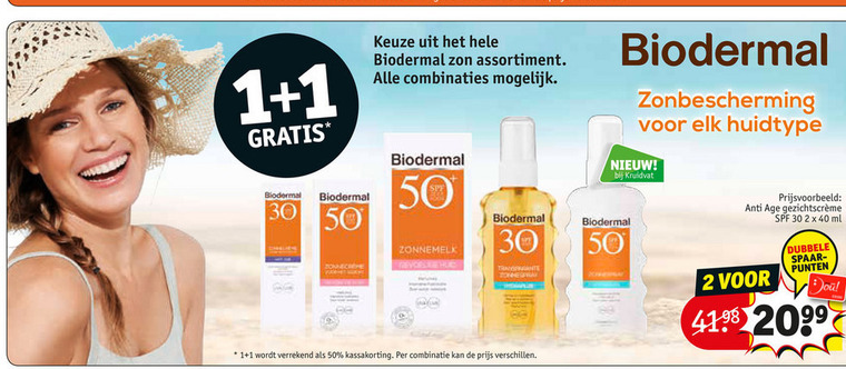 Biodermal   zonnebrandolie folder aanbieding bij  Kruidvat - details