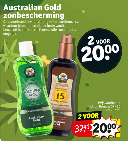 Australian Gold   zonnebrandolie, aftersun folder aanbieding bij  Kruidvat - details