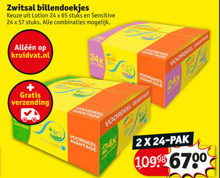 Zwitsal   billendoekjes folder aanbieding bij  Kruidvat - details