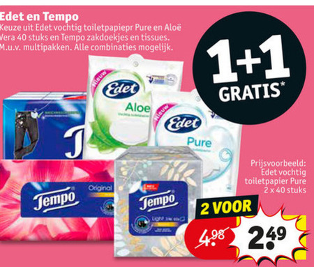 Edet   vochtig toiletpapier, tissue folder aanbieding bij  Kruidvat - details