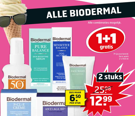 Biodermal   gezichtsverzorging, zonnebrandolie folder aanbieding bij  Trekpleister - details