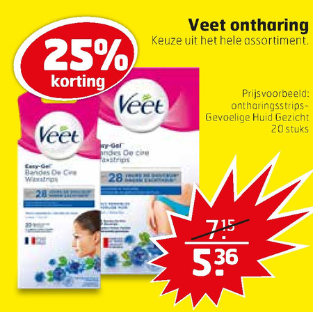 Veet   ontharingscreme, ontharingsstrips folder aanbieding bij  Trekpleister - details