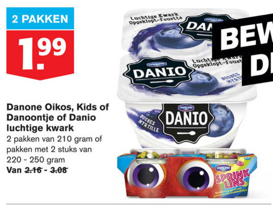 Danone Danio   kwark, kindertoetjes folder aanbieding bij  Hoogvliet - details