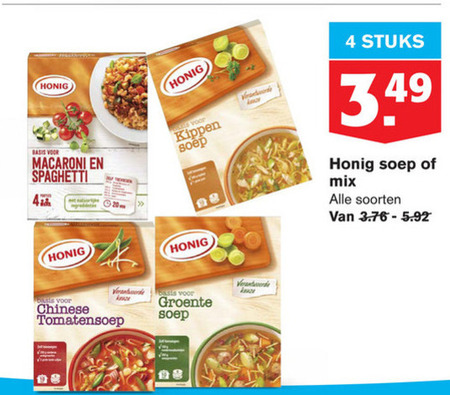 Honig   maaltijdmix, soep folder aanbieding bij  Hoogvliet - details