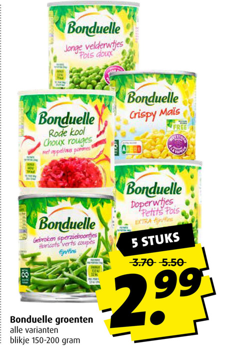 Bonduelle   groenteconserven, rode kool folder aanbieding bij  Boni - details