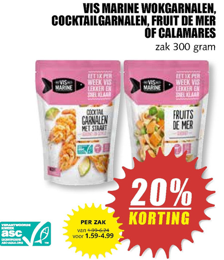 Vis Marine   garnalen, zeevruchten folder aanbieding bij  MCD Supermarkt Basis - details