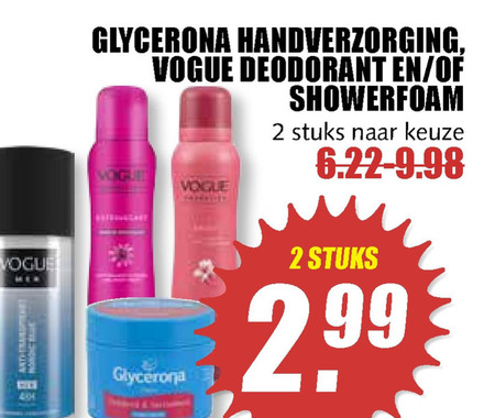 Vogue   handcreme, deodorant folder aanbieding bij  MCD Supermarkt Basis - details