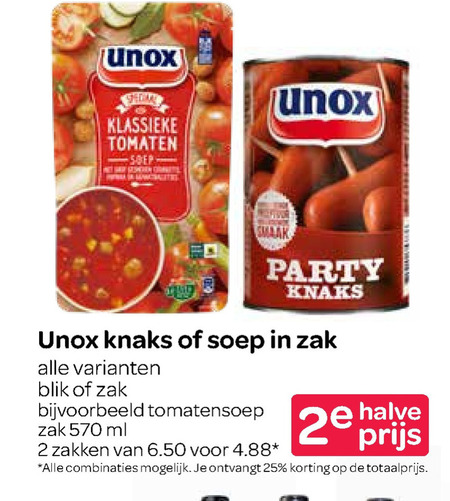 Unox   knakworst, soep folder aanbieding bij  Spar - details