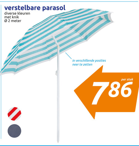 Proficiat Trillen Dij strandparasol folder aanbieding bij Action - details