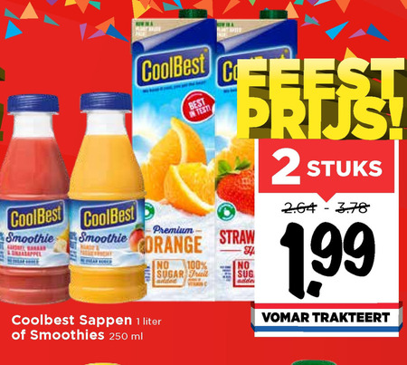 Coolbest   fruitsmoothie, vruchtensap folder aanbieding bij  Vomar - details