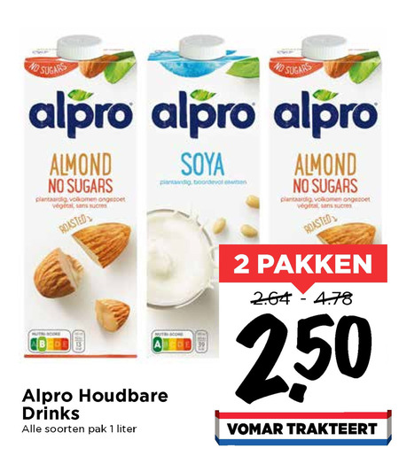 Alpro   soja melk folder aanbieding bij  Vomar - details