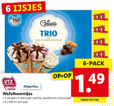 Gelatelli   ijscornets folder aanbieding bij  Lidl - details