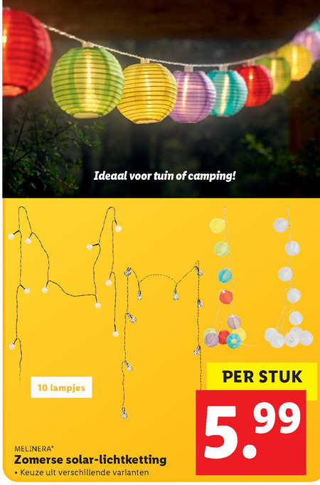 Melinera   feestverlichting, solarlamp folder aanbieding bij  Lidl - details