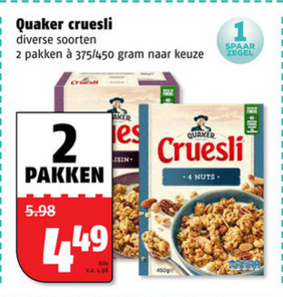 Quaker   cruesli folder aanbieding bij  Poiesz - details