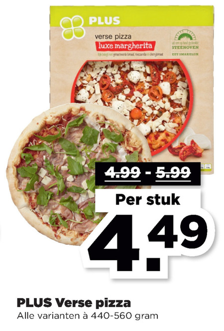 Plus Huismerk   verse pizza folder aanbieding bij  Plus - details