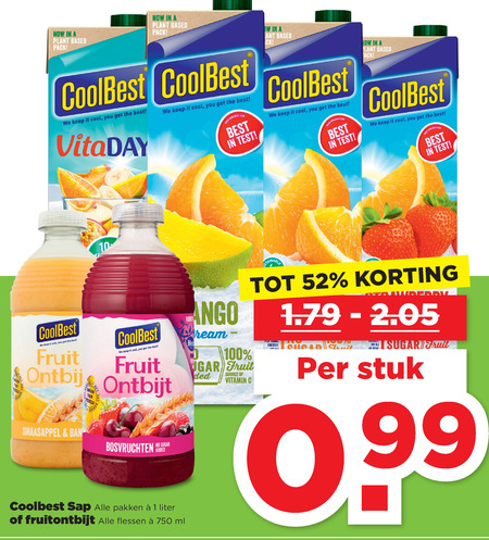 Coolbest   vruchtensap folder aanbieding bij  Plus - details