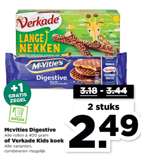 Verkade   kinderbiscuit, biscuits folder aanbieding bij  Plus - details