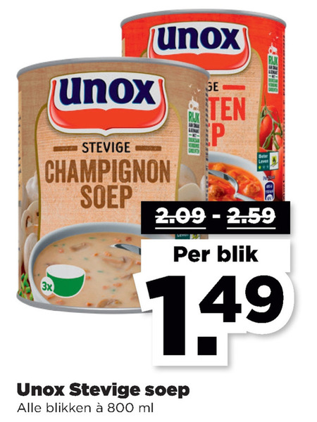 Unox   soep folder aanbieding bij  Plus - details