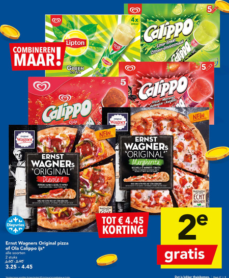 Wagner   diepvriespizza, waterijs folder aanbieding bij  Deen - details