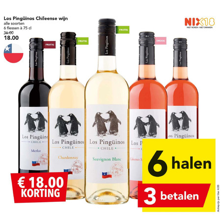 Los Pinguinos   witte wijn, rode wijn folder aanbieding bij  Deen - details