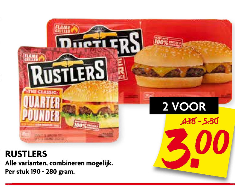 Rustler   hamburger broodje folder aanbieding bij  Dekamarkt - details