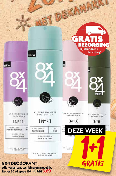 8x4   deodorant folder aanbieding bij  Dekamarkt - details