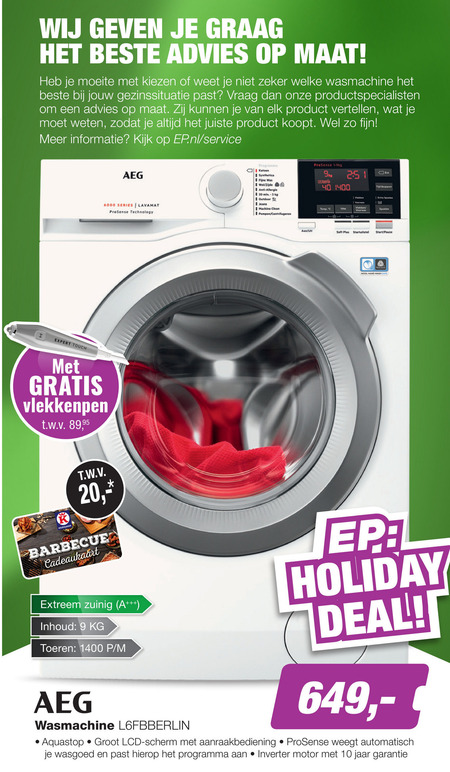 AEG   wasmachine folder aanbieding bij  EP Electronic Partner - details