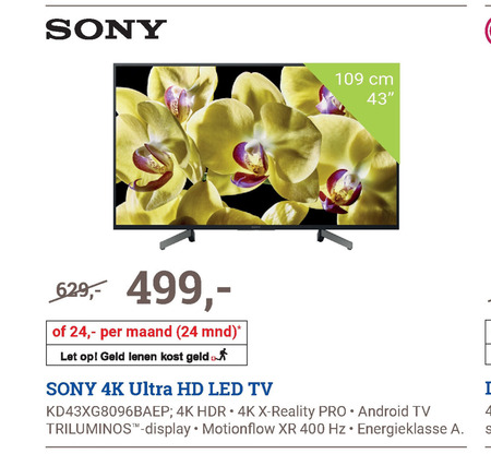 Sony   4k ultrahd televisies folder aanbieding bij  BCC - details